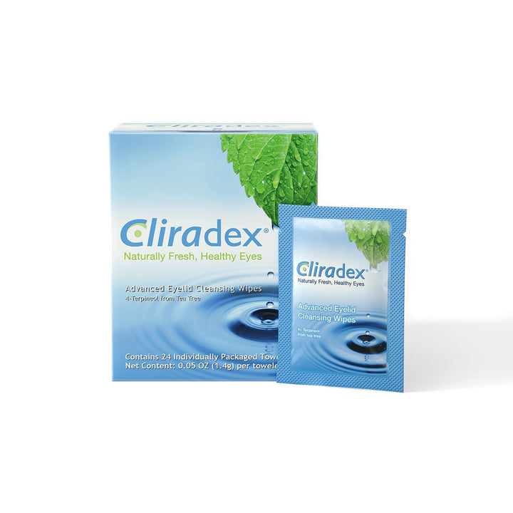 Cliradex front packaging showing towelette container and product benefit