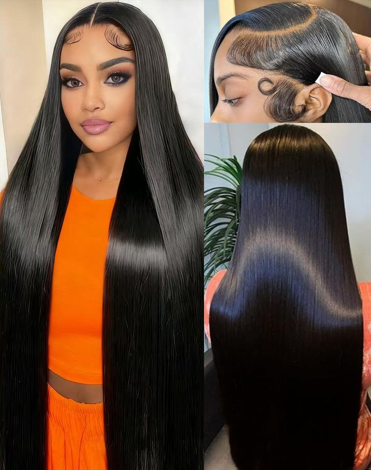 Cllok front view 30 inch wig showing natural hairline and full length