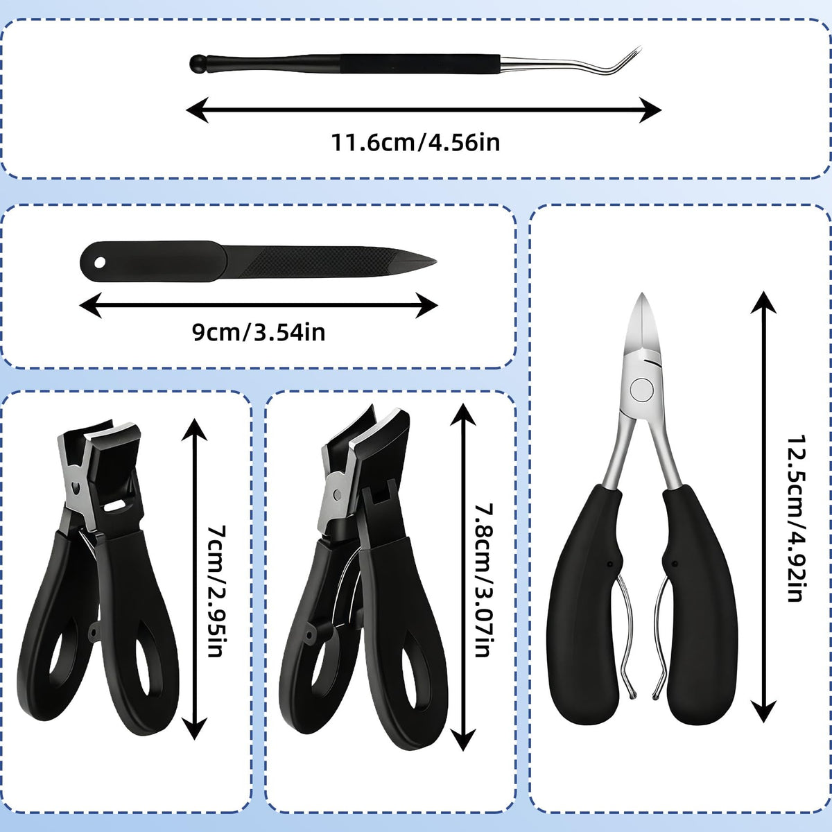 CllyCnny large podiatrist clipper close-up showing wide opening and sharp blade benefit