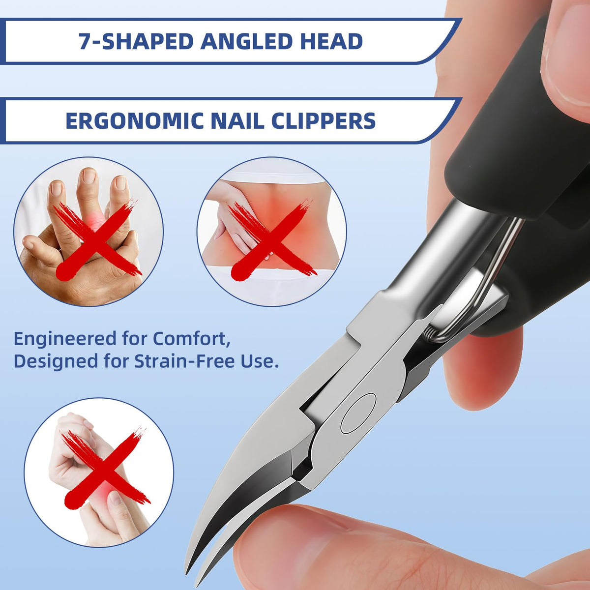CllyCnny long handle grip shown in hand for better leverage and reduced strain