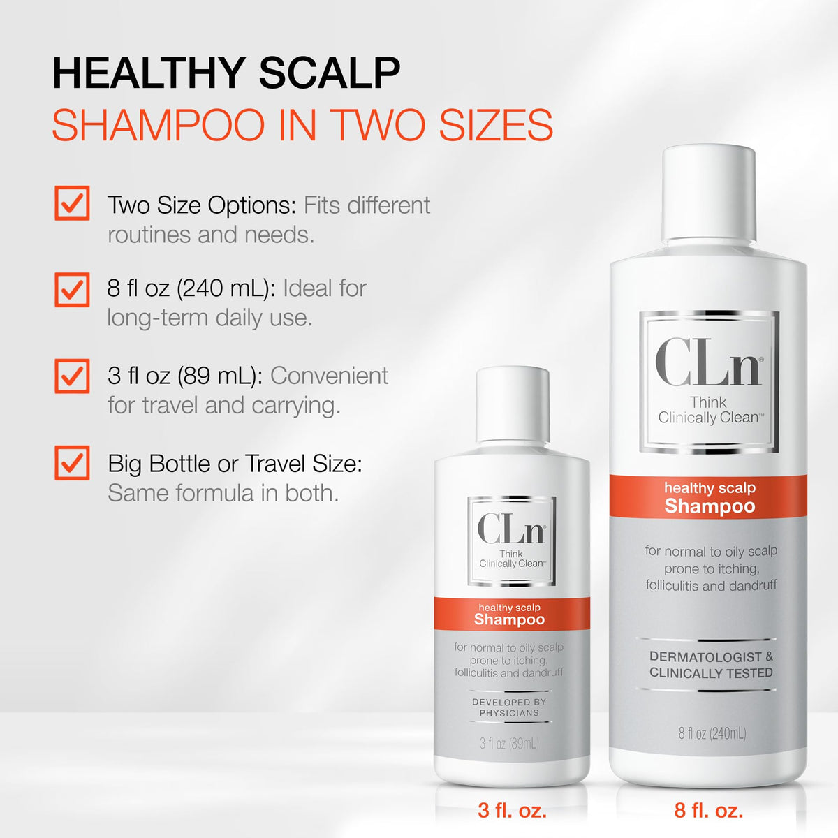 CLn after rinse scalp close-up, brand shows refreshed, less flaky scalp