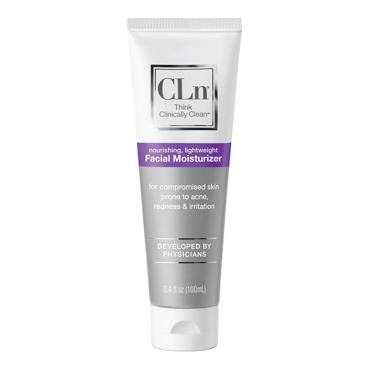CLn on bathroom shelf with towels, gentle daily-care routine visual
