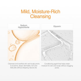 CLn close-up of texture and foam highlighting gentle lather that soothes skin