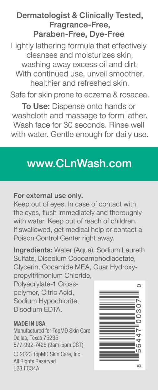 CLn pump and label close-up highlighting dermatologist-developed design