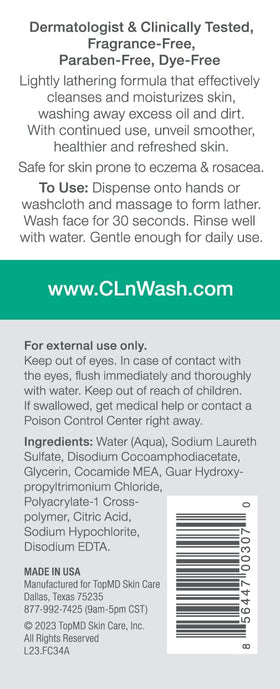 CLn pump and label close-up highlighting dermatologist-developed design