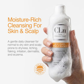 CLn ingredient label showing sodium hypochlorite and glycerin for balanced care