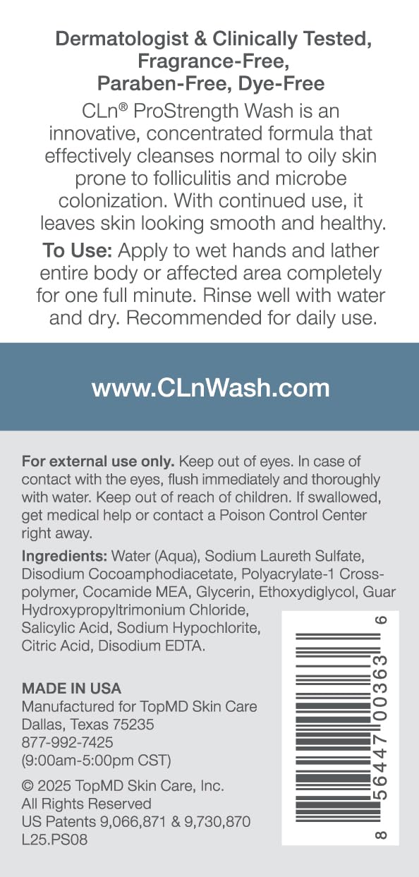 CLn ProStrength bottle next to towel portraying non-bleaching formula benefit