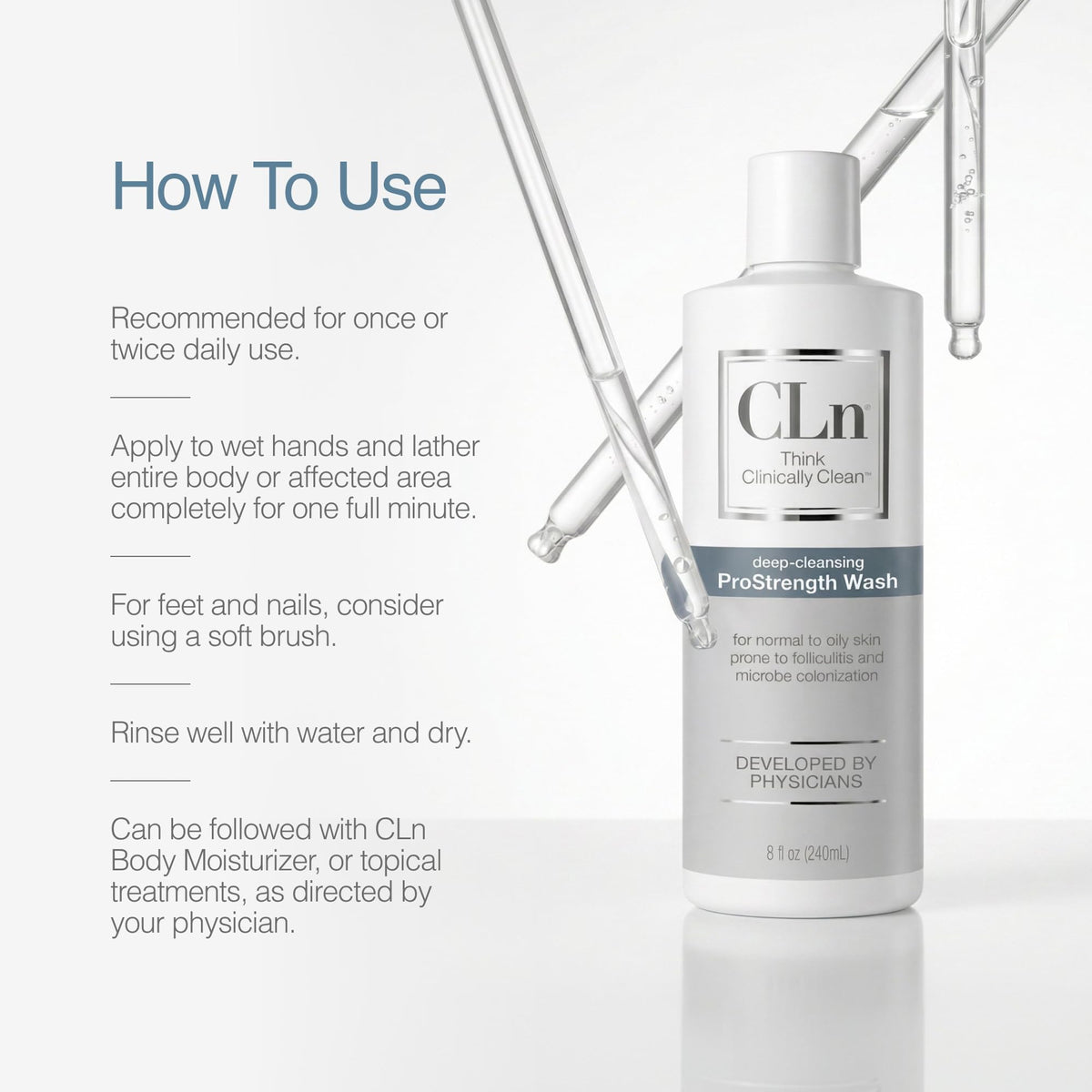 CLn ProStrength lather on hand demonstrating exfoliating action benefit