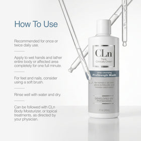 CLn ProStrength lather on hand demonstrating exfoliating action benefit
