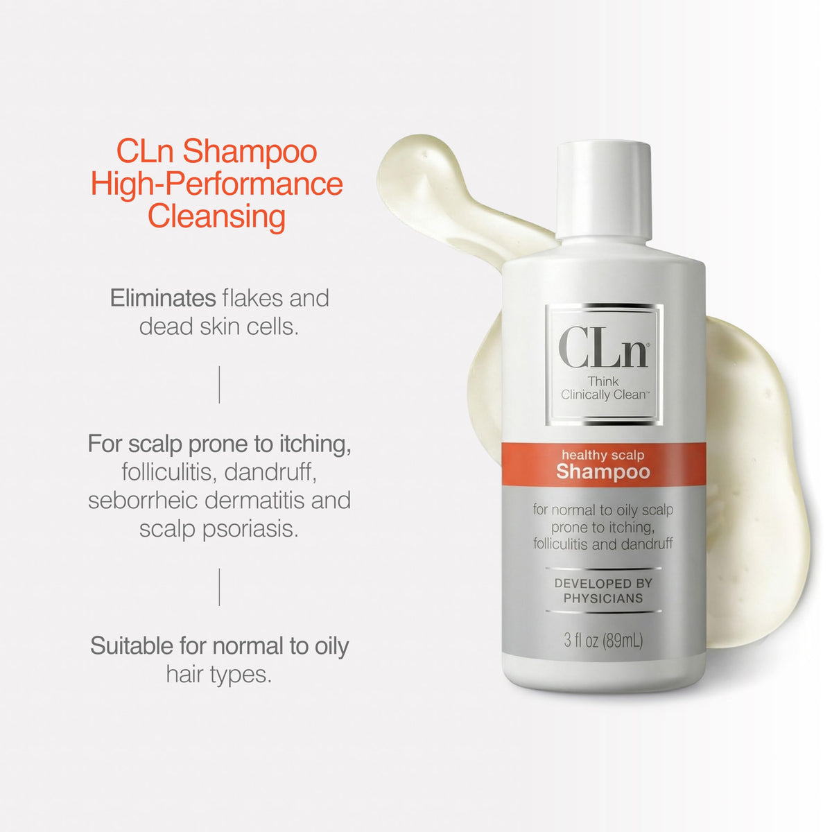 CLn 3 fl oz bottle in hand for scale showing compact travel-friendly benefit