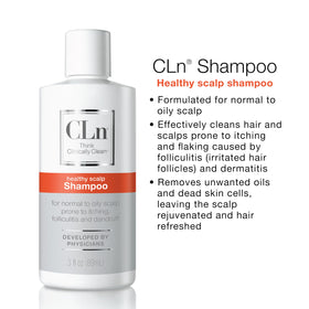 CLn shampoo cap and dispensing detail showing controlled, mess-free use