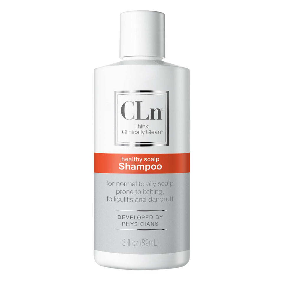 CLn bottle front view showing brand and clear bottle benefit: easy identification