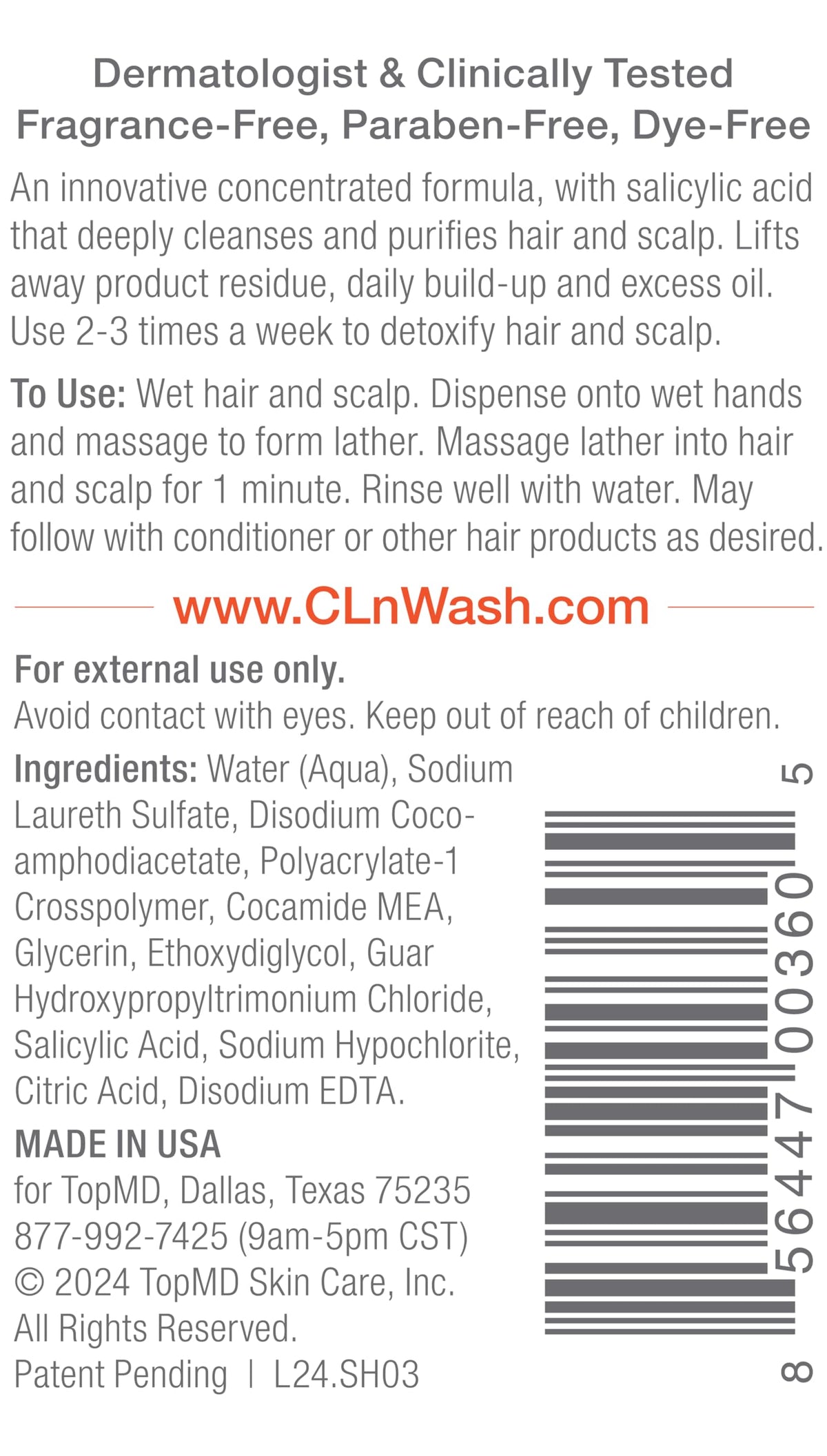 CLn shampoo lather texture close-up showing gentle cleansing action