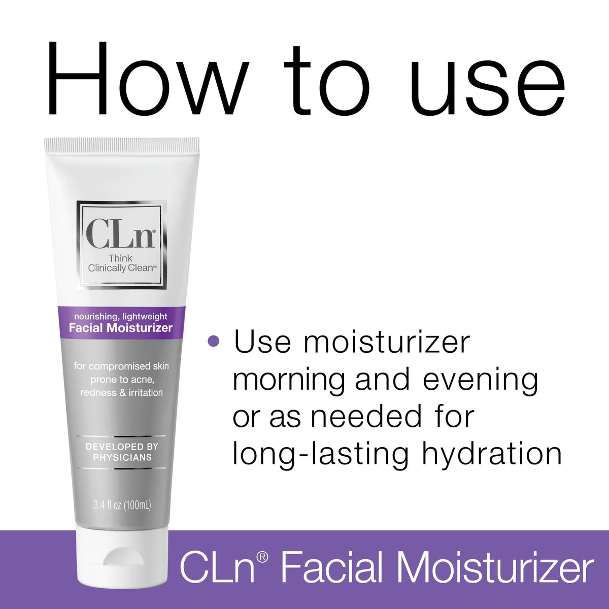 CLn tube next to coin for size comparison, compact 3.4 oz travel-friendly