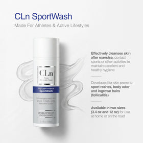 CLn being applied in shower demonstrating thorough skin cleansing