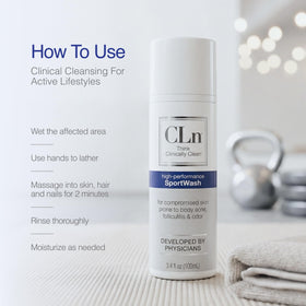 Using CLn SportWash on feet to reduce foot odor and refresh skin