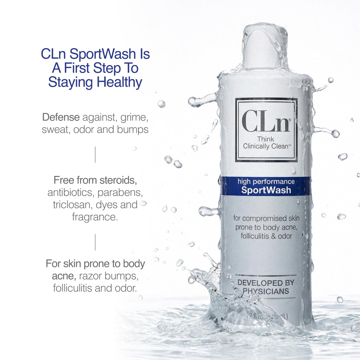 Athlete using CLn SportWash in shower after training for post-workout hygiene