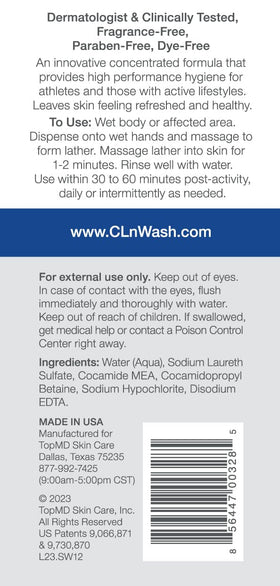 CLn SportWash gel texture poured from bottle for concentrated cleansing