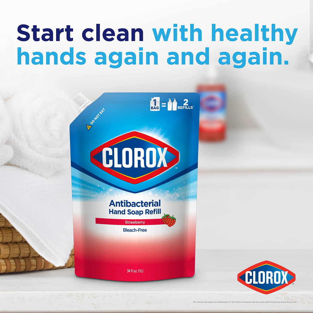 Clorox strawberry refill close-up of soap texture, lathers and rinses clean