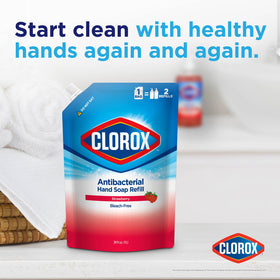 Clorox strawberry refill close-up of soap texture, lathers and rinses clean