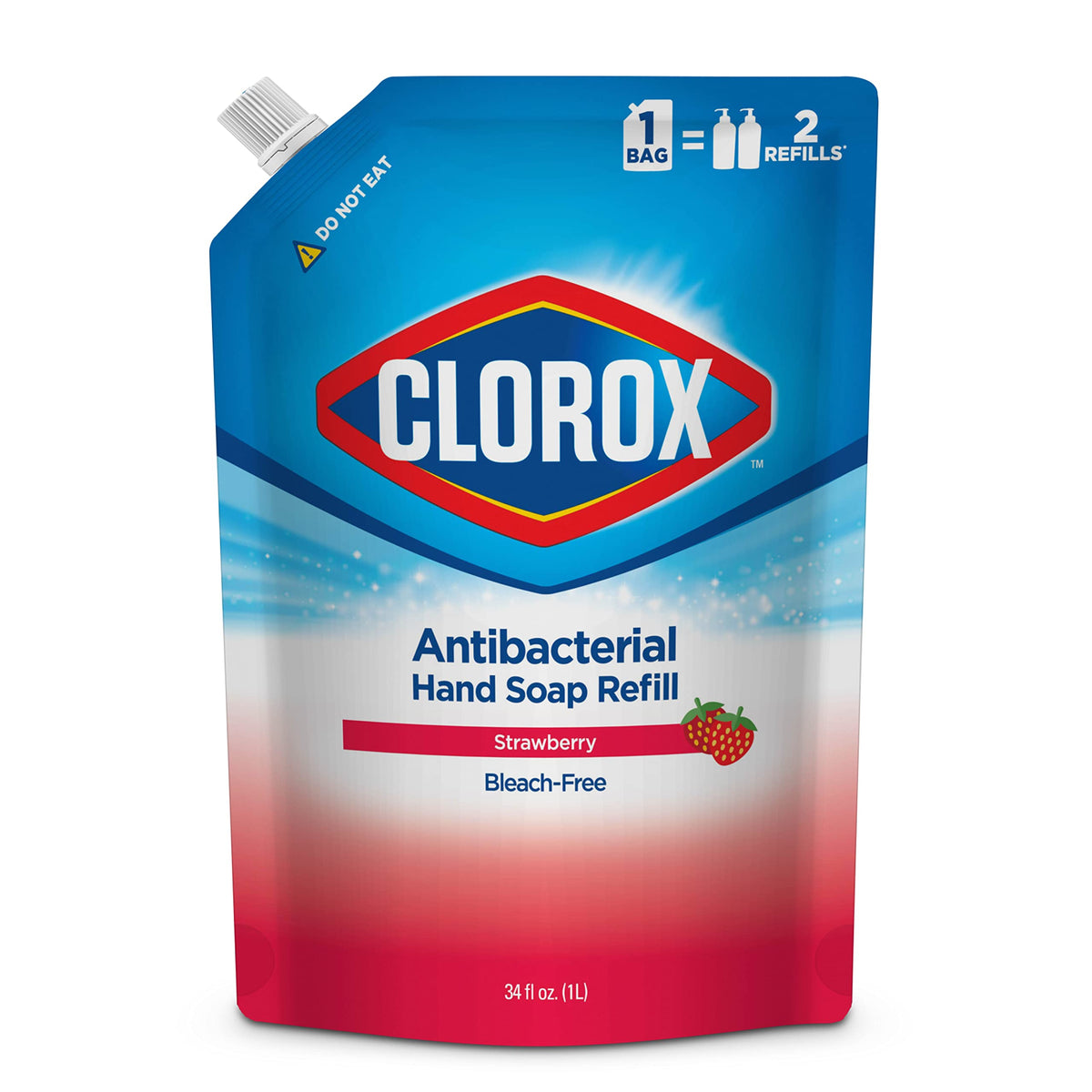 Clorox strawberry refill front label showing scent and size, clear directions