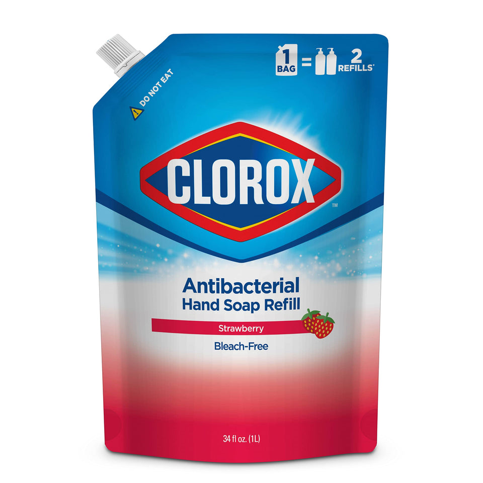 Clorox strawberry refill front label showing scent and size, clear directions