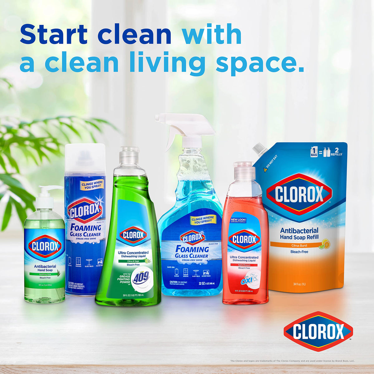 Clorox strawberry refill on kitchen sink with family, pleasant fragrance benefit