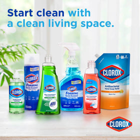 Clorox strawberry refill on kitchen sink with family, pleasant fragrance benefit