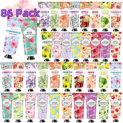 CLOTHES OF SKIN front packaging showing 86 travel-size hand cream tubes and benefits