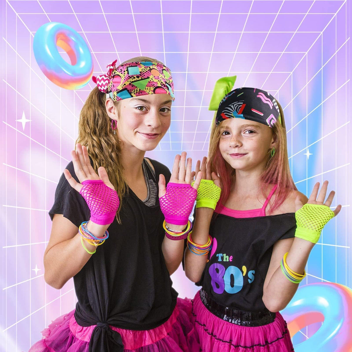 clothmile folded four neon headbands flat-lay showing color variety
