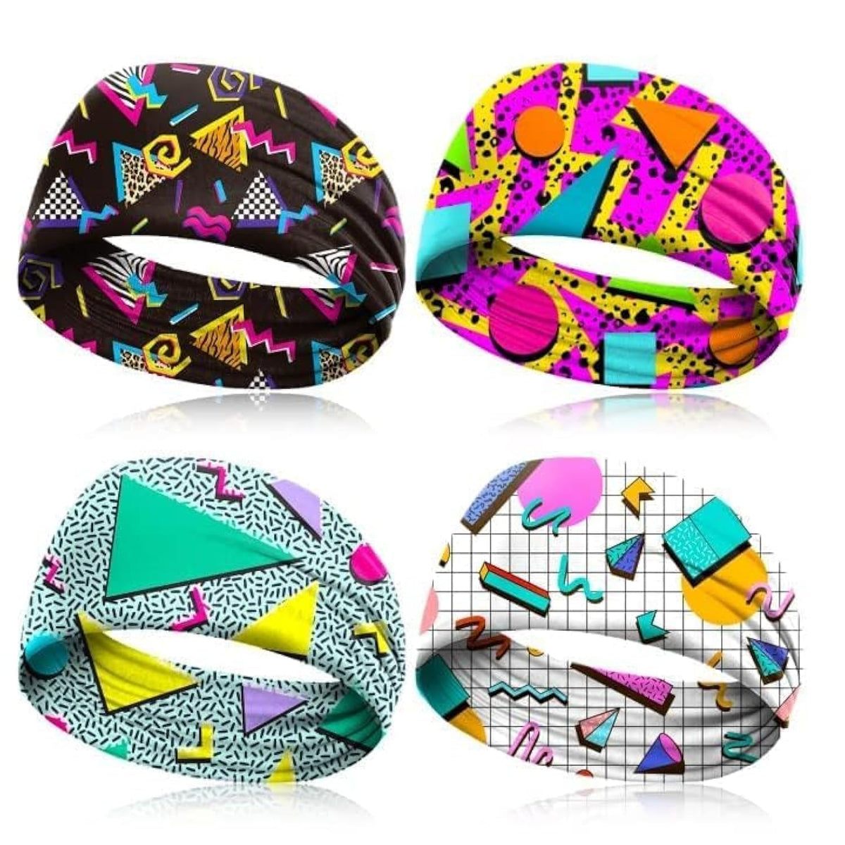 clothmile front pack of four neon headbands showing colors and packaging benefit