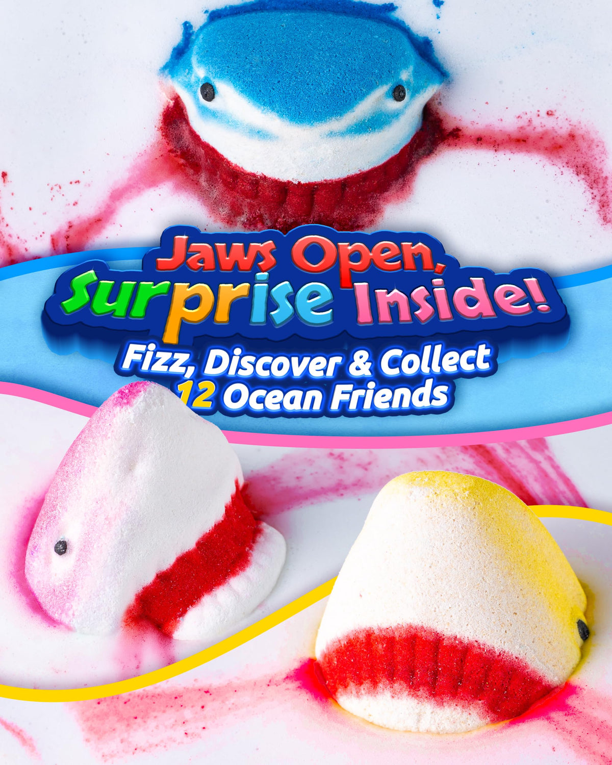 CLOUQUAR bath bomb fizzing with red bubble effect in tub showing fun visual entertainment