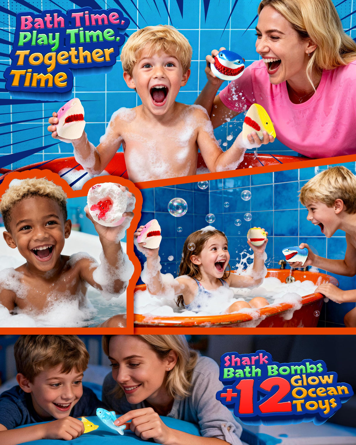 CLOUQUAR bath bomb in child’s hand showing size and easy single-bath portioning