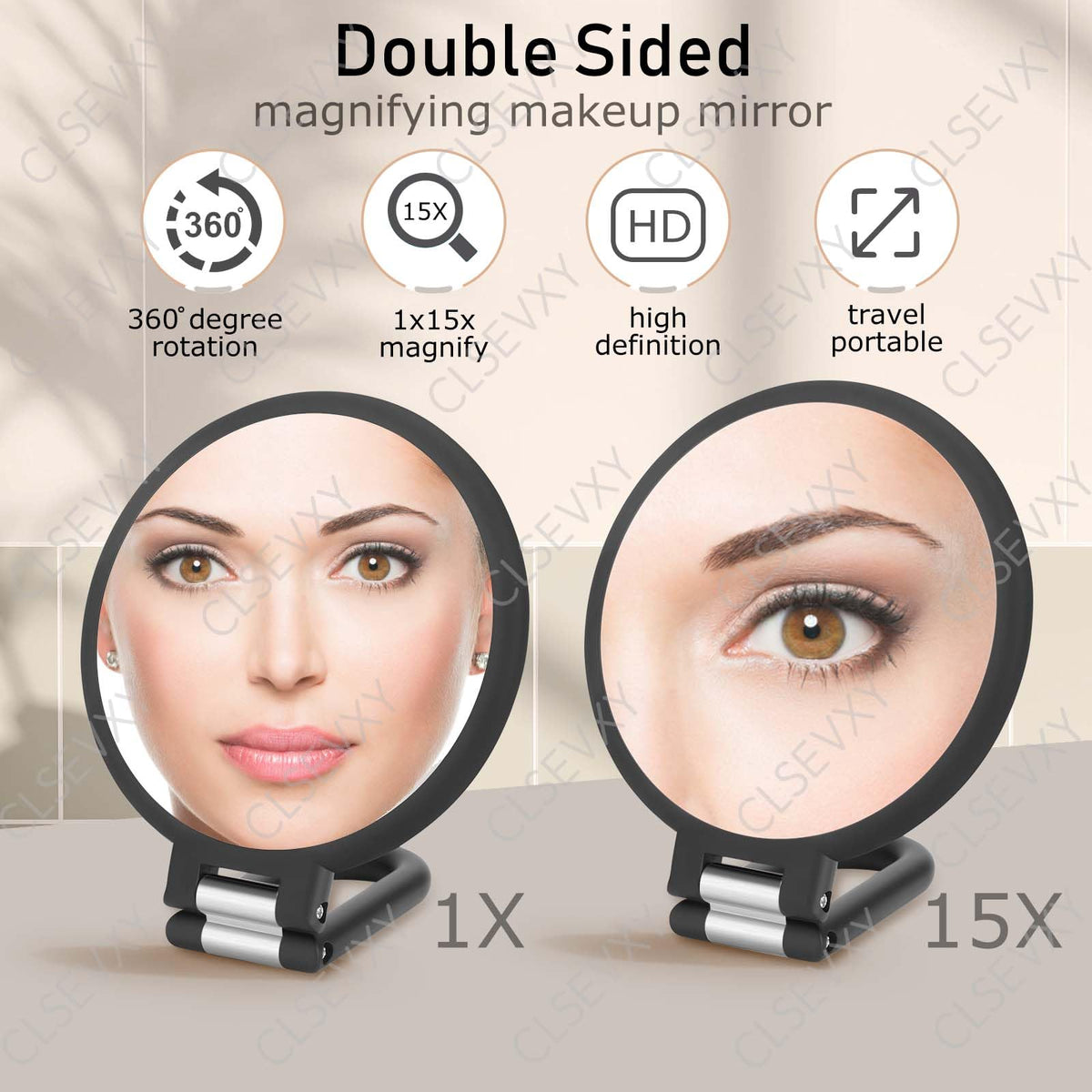 CLSEVXY 15x close-up view helping precise makeup application