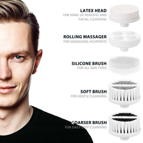 CLSEVXY close-up of five interchangeable brush heads for versatile cleansing