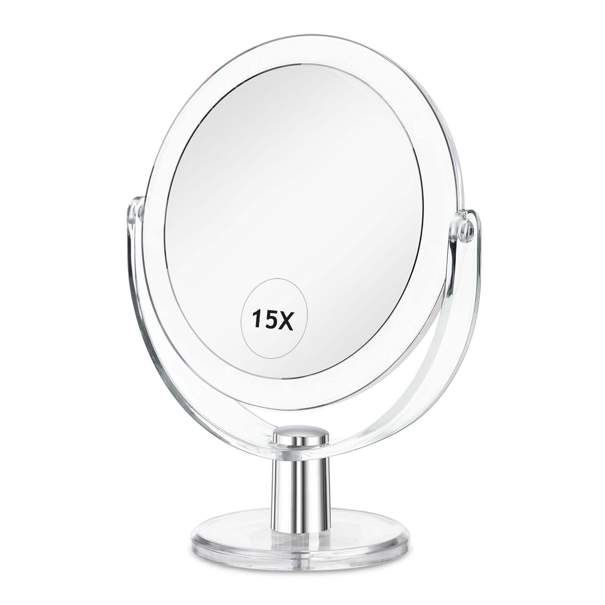CLSEVXY front view vanity mirror showing sleek acrylic frame and stable base for elegant display