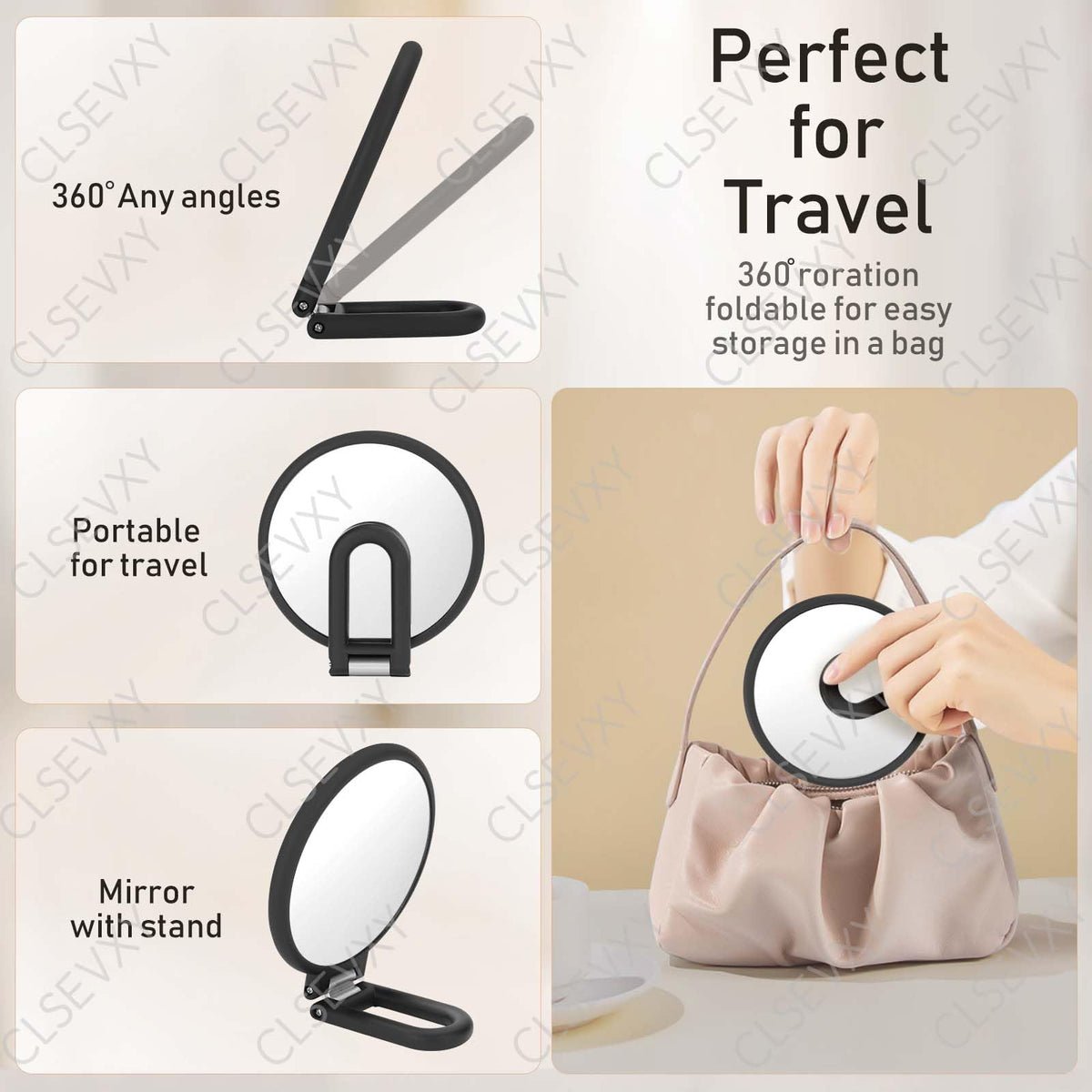 CLSEVXY used as tabletop pedestal for hands-free grooming