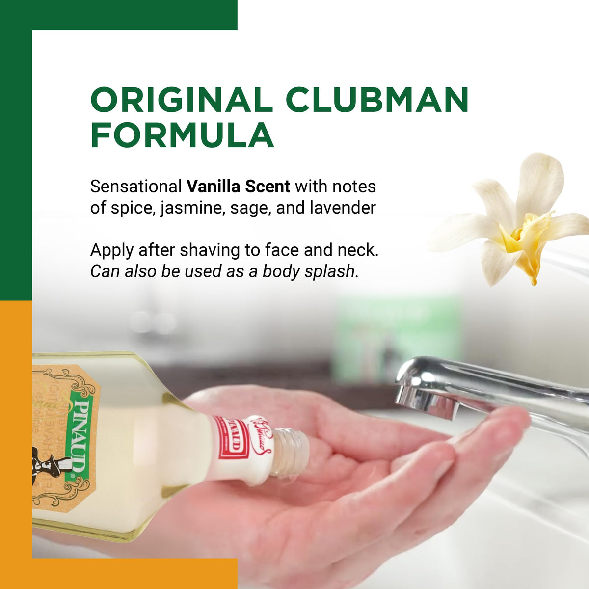 Clubman Pinaud bottle on bathroom counter illustrating everyday grooming ritual