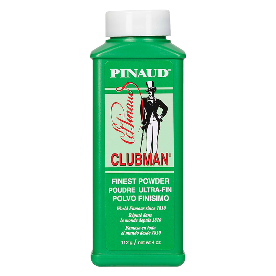 Clubman front packaging white 4 oz showing classic bottle and scent benefit