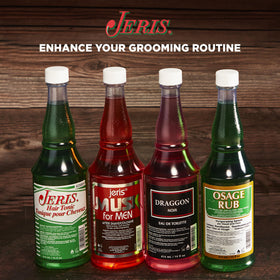 Clubman Jeris on bathroom shelf in grooming setup showing everyday convenience benefit