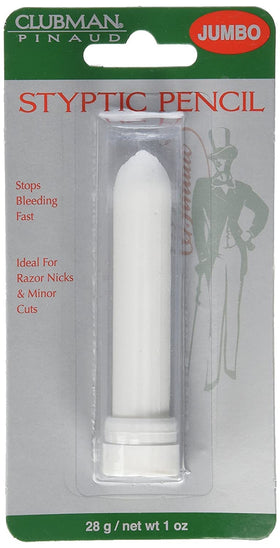 Clubman jumbo styptic pencil front packaging showing compact, reliable bleeding control
