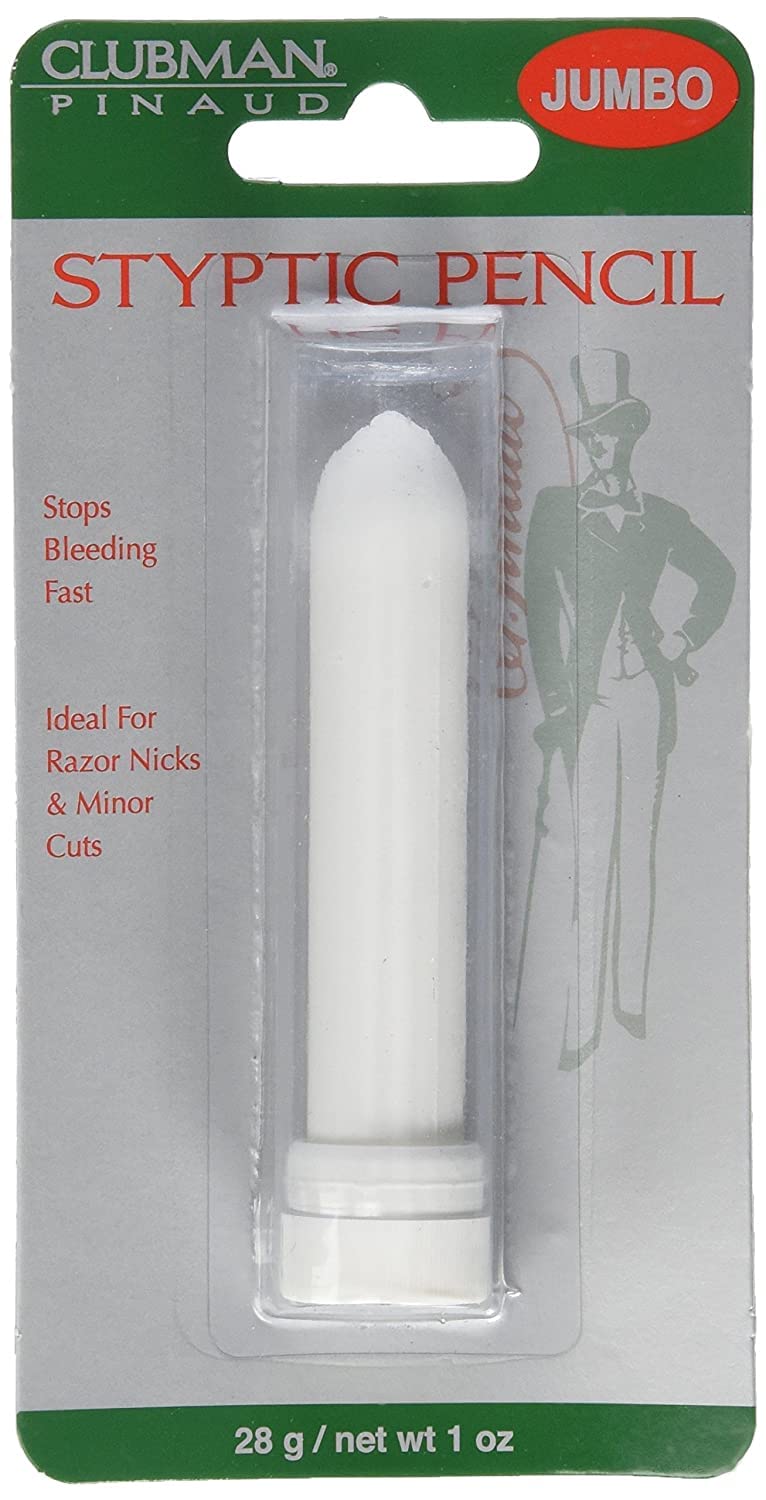 Clubman jumbo styptic pencil front packaging showing compact, reliable bleeding control