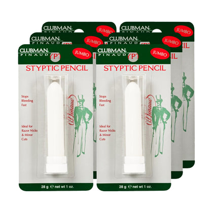Clubman jumbo styptic pencil front packaging showing product and pack benefit
