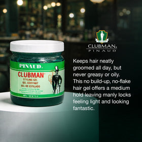 Clubman Pinaud gel on hands ready to apply for controlled styling benefit