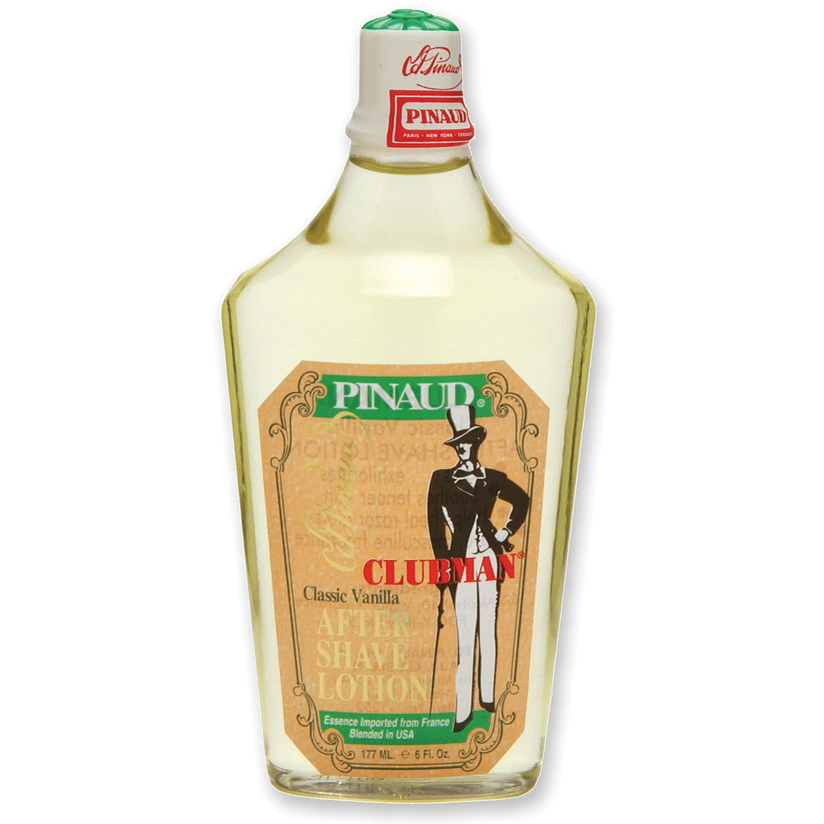 Clubman Pinaud front packaging showing bottle and branding for classic grooming
