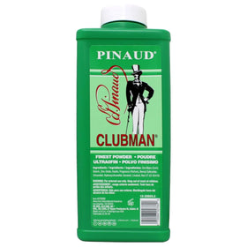 Clubman Pinaud tin styled on bathroom shelf conveying grooming routine ease