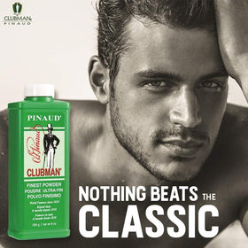 Clubman Pinaud open tin with visible powder for quick-apply convenience