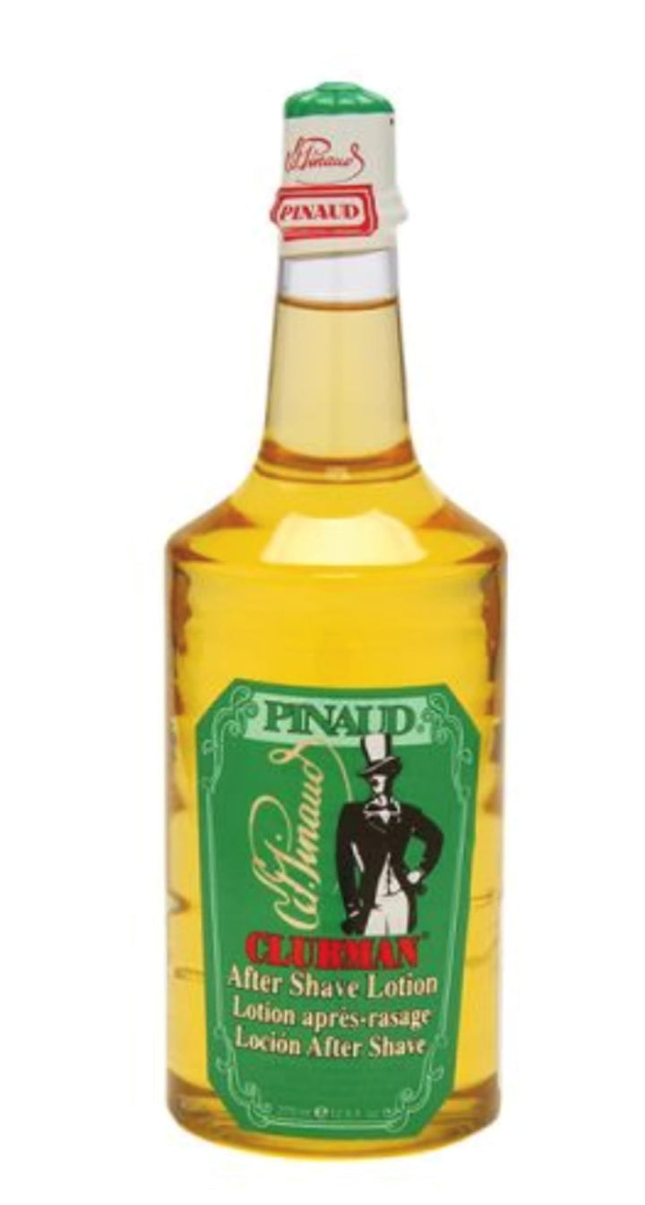 Clubman bottle front view showing classic branding and easy-pour neck