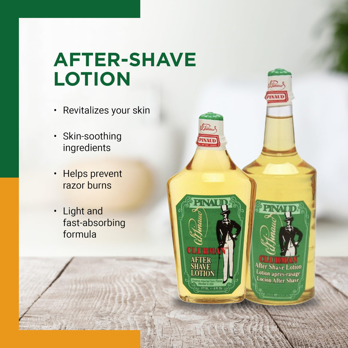 Hand pouring Clubman aftershave with visible liquid stream refreshing skin
