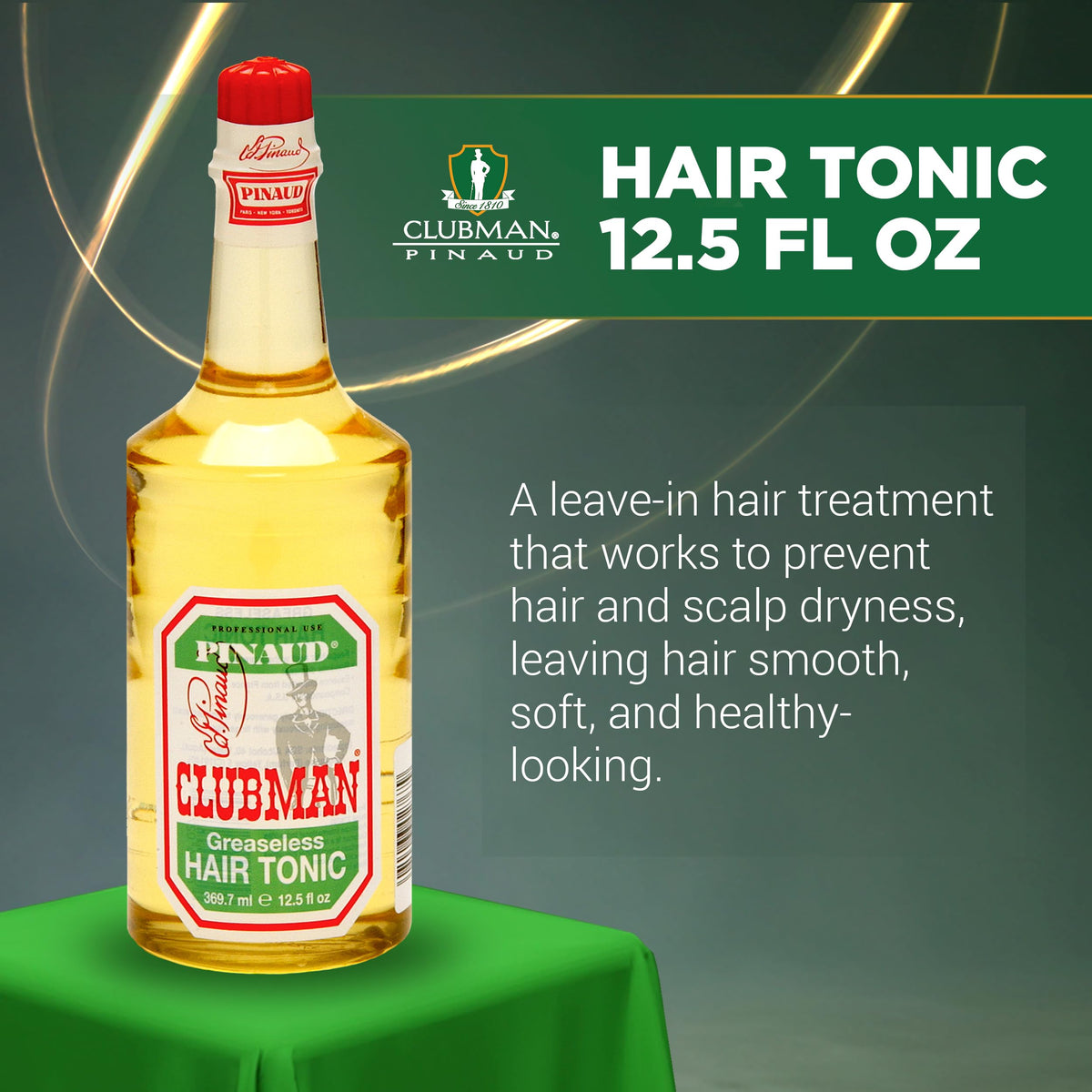 Clubman Pinaud pouring tonic into hand for easy application and quick absorption